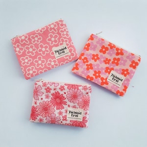 Monedero floral boho / Cartera pequeña con cremallera 5"x4" / Titular de la tarjeta / Lindo regalo para mamá y adolescente