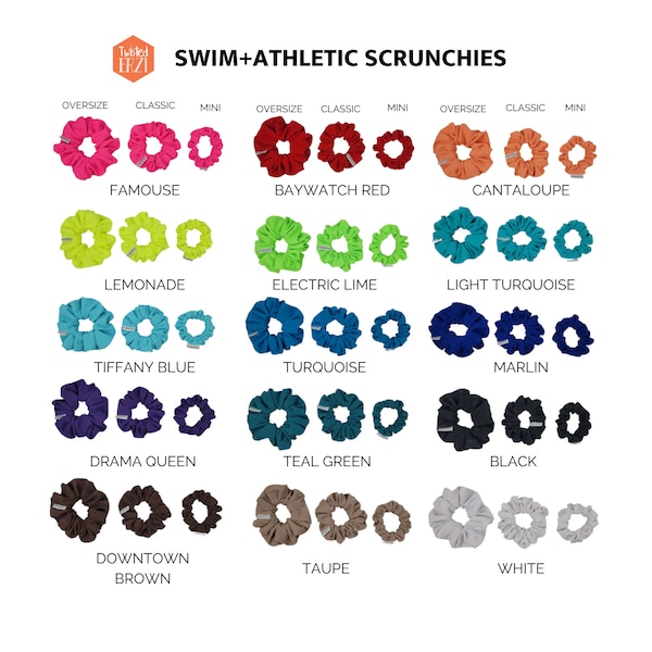 SWIM + Athletic Scrunchies | Oversize Classic Mini Hair Scrunchies | For Wet, Dry, Sweaty Hair | Workout Scrunchie Hair Tie | Rib Spandex