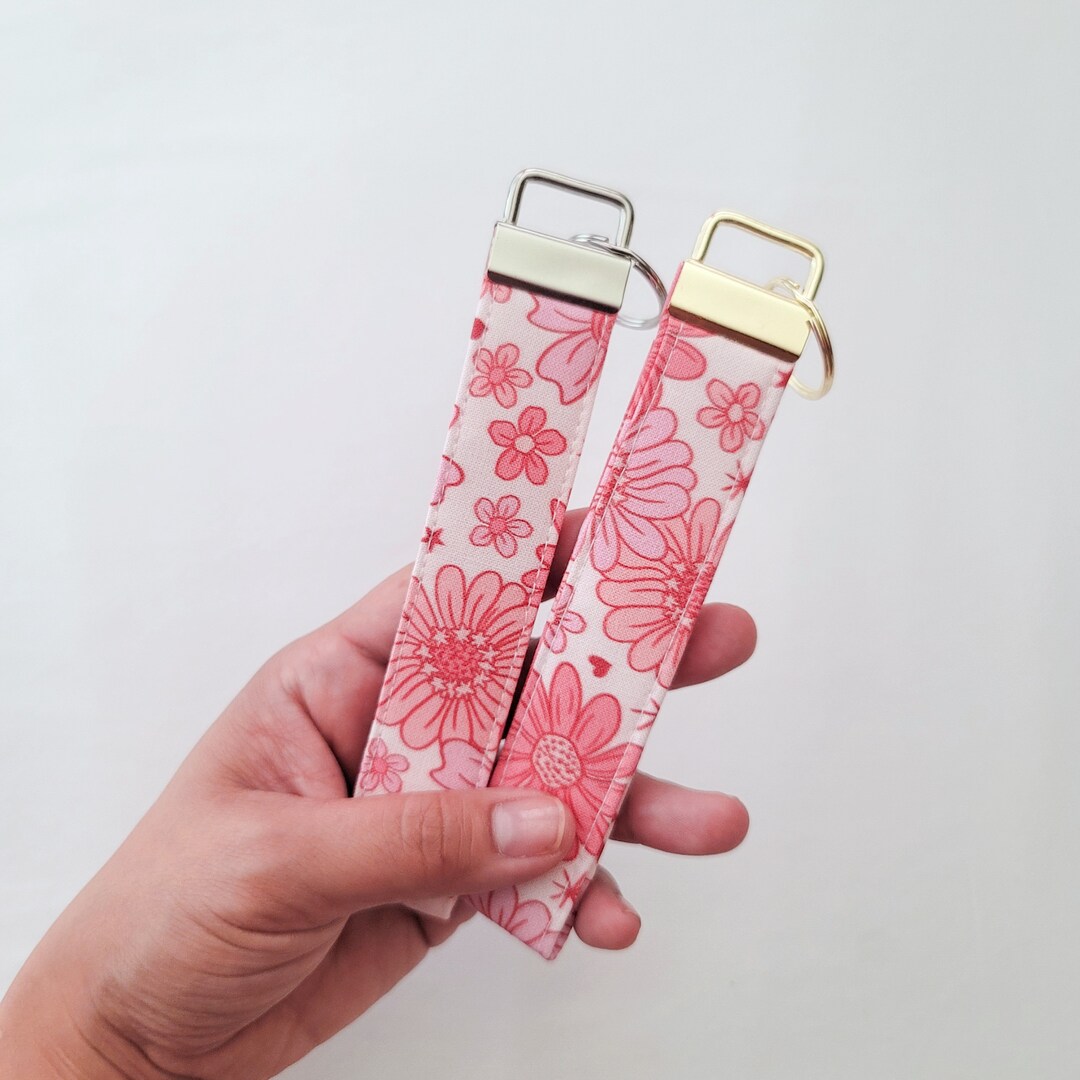 Barbie Pink Floral Wristlet Keychain: Key Fob Strap - Etsy