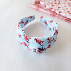 Red Lobster Knotted Headband for Women | Fabric Covered Top Knot Headband | Padded Headband | Valentines Day Headband | Comfortable Headband