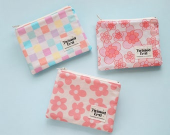Retro Floral Zipper Coin Purse: Handmade Small Pouch Wallet