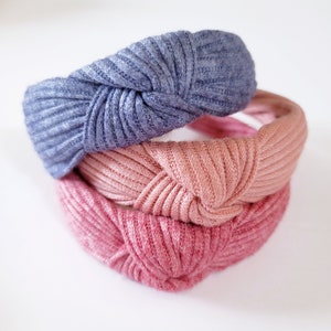 Simple Knotted Headband for Women | Rib Knit Top Knot Headband | 1 inch Comfort Fit Headband Base | Non Padded Low Profile Headband | Gift