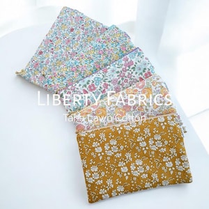 plate en tissu Liberty London | Sac à glissière 8 x 5 pouces | Trousse à maquillage florale en coton | Trousse de toilette | Étui à crayons | Pochette Portefeuille