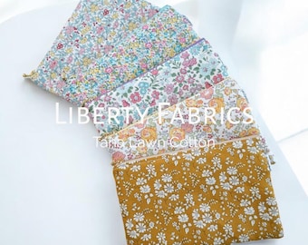 Liberty London Floral Flat Pouch: Cotton Zipper Bag, Cosmetic or Pencil Case