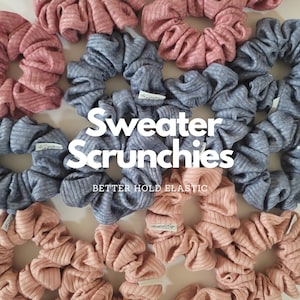 Chunky Sweater Scrunchies for Women | Soft Rib Knit Fabric Scrunchie | Large Oversize Hair Scrunchie | Better Hold Elastic Hair Tie