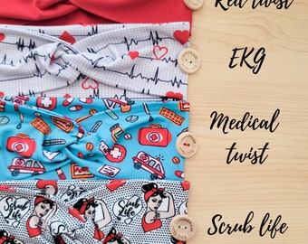 Nurse Headband with Buttons: Medical Twist Turban, Comfort Fit