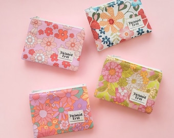 Floral Coin Purse | Small Zipper Pouch Wallet 5"x4" | Card Holder | Cute Gift for Mom & Teen