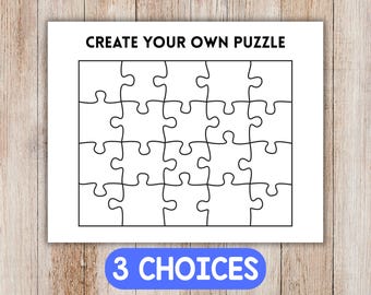 Create Your Own Puzzle Cut and Paste Craft, Coloring Page, Make Your Own Puzzle Template, Printable Jigsaw Puzzle, Blank Puzzle Template
