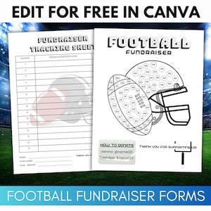 Fill My Football Fundraiser, Football Pick a Date, Black Out Board, Color Fundraiser - Editable in Canva