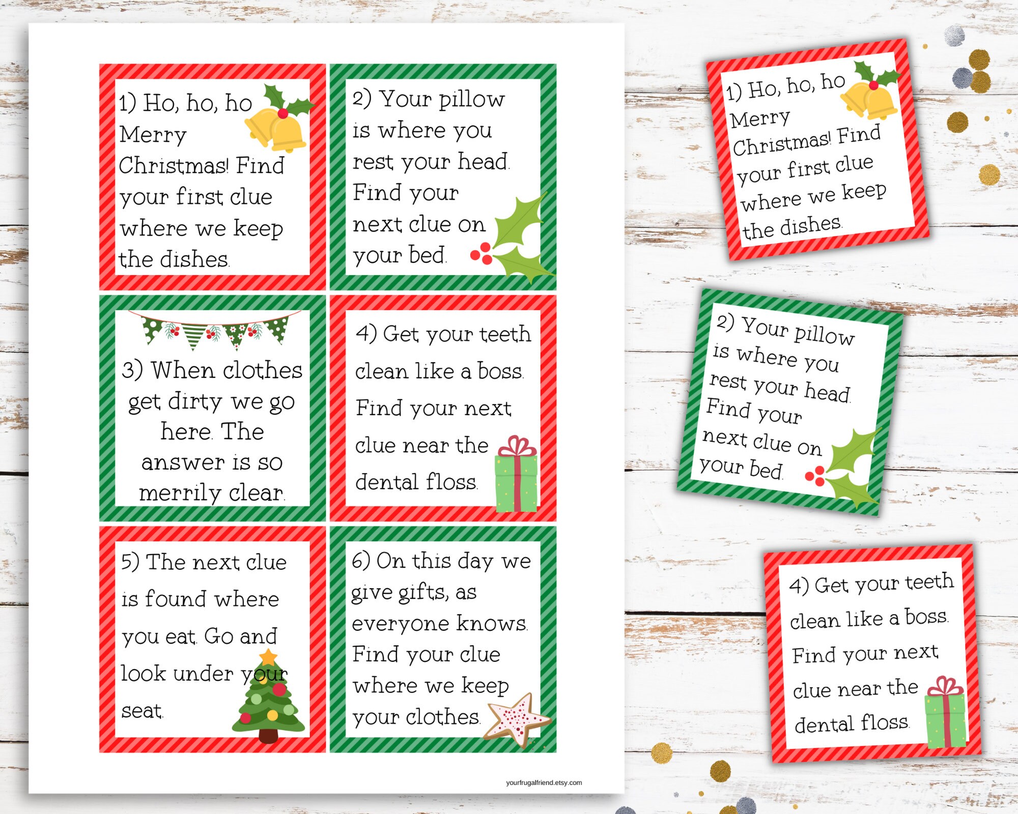 Printable Christmas Scavenger Hunt Cards Scavenger Hunt Clues - Etsy