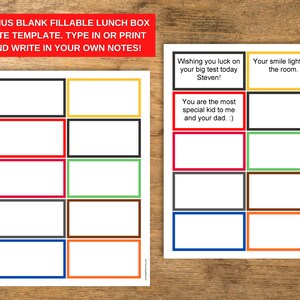 Lunch Box Notes for Kids, Lunchbox Notes, Lunchbox Note Templates ...