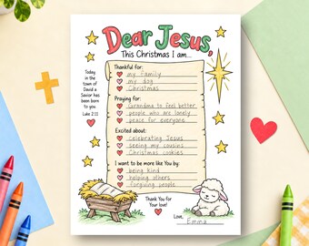 Dear Jesus Christmas Letter Activity, Happy Birthday Jesus Worksheet, Christmas Sunday School Activity, Kids Christian Christmas Wishlist