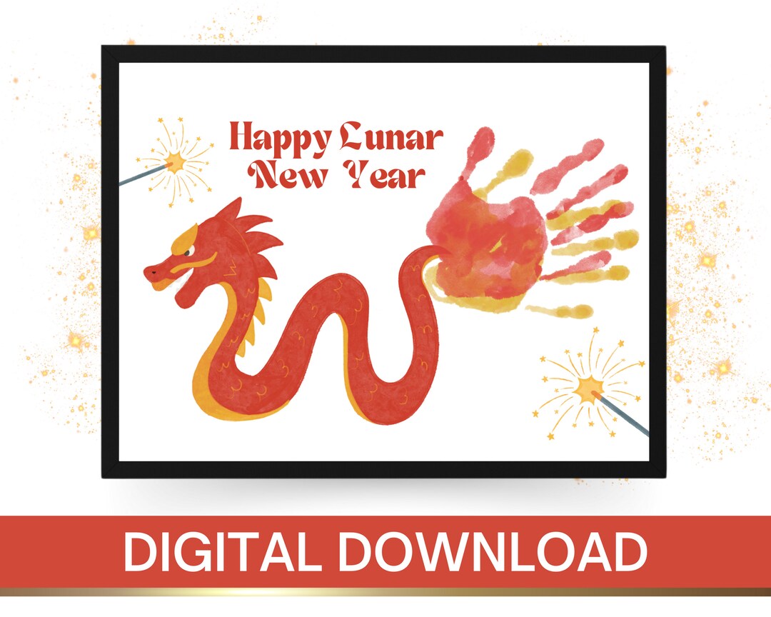 Year of the Dragon Handprint Craft, Lunar New Year Activity, Chinese
