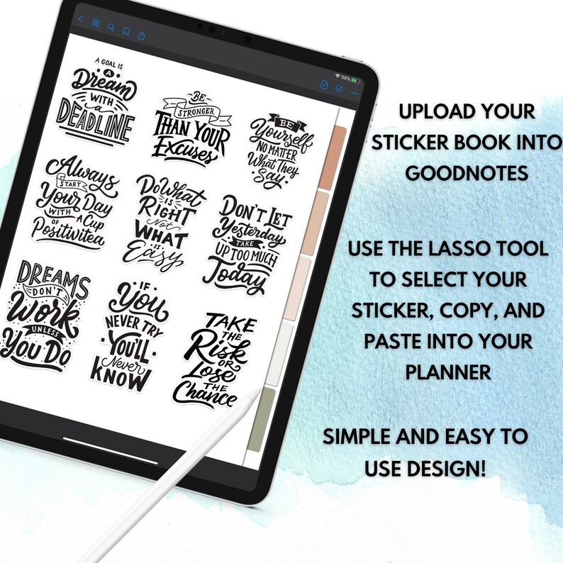 Digital Sticker Book Goodnotes Sticker Book Motivational Etsy