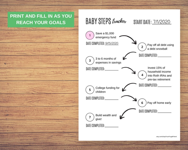 Dave Ramsey Printable Baby Steps Tracker Baby Step Progress | Etsy