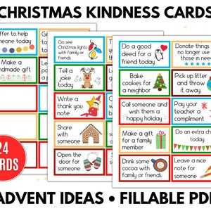 Christmas Kindness Cards, Christmas Countdown, Advent Ideas, Lunchbox Notes, Random Acts of Kindness, 24 Days of Kindness