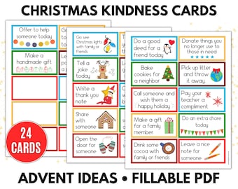Christmas Kindness Cards, Christmas Countdown, Advent Ideas, Lunchbox Notes, Random Acts of Kindness, 24 Days of Kindness