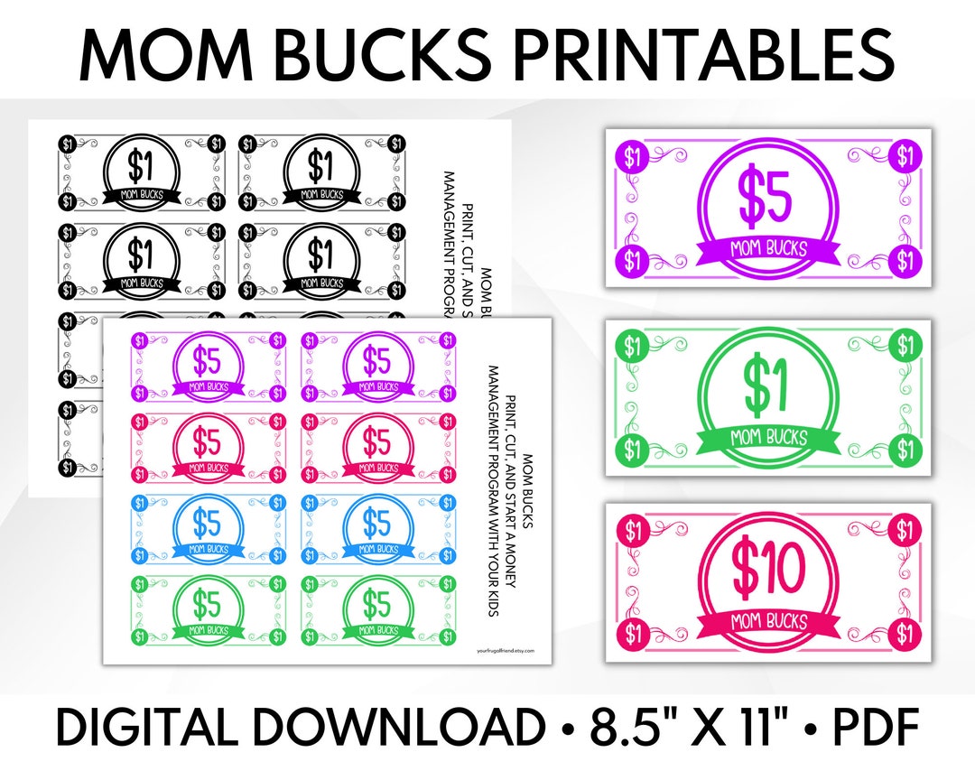 Mom Bucks Printable Behavior Bucks Chore Bucks Reward Etsy