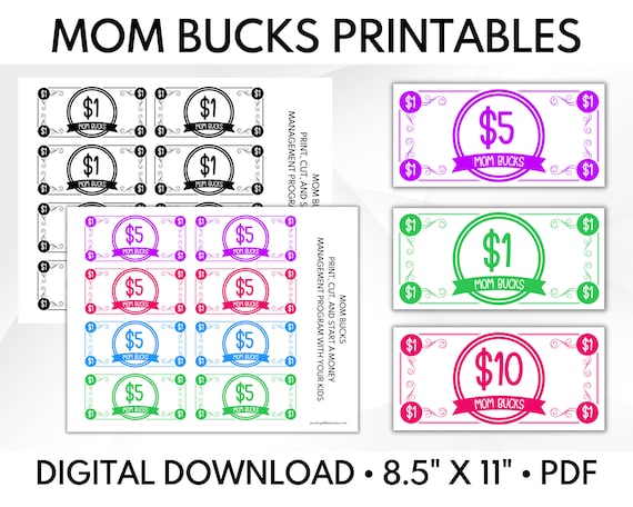 Mom Bucks Printable Behavior Bucks Chore Bucks Reward - Etsy