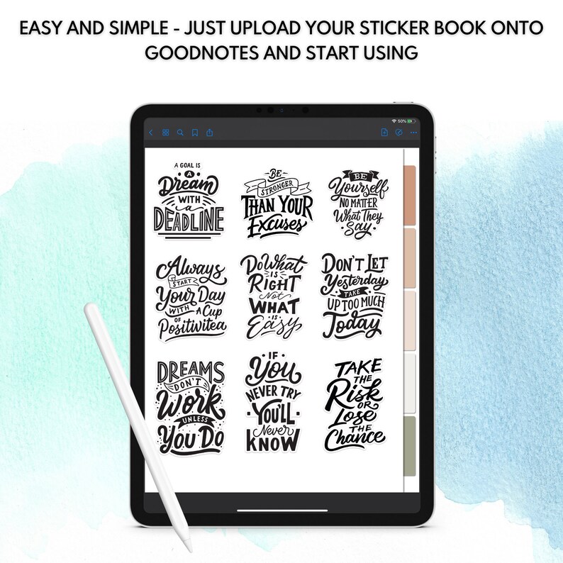 Digital Sticker Book Goodnotes Sticker Book Motivational Etsy