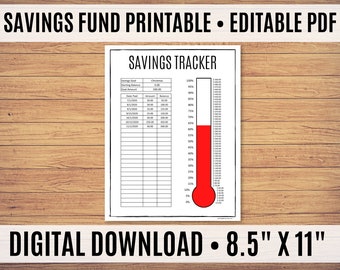 Savings Challenge, Savings Tracker, Savings Goal Printable, Vacation Fund, Editable PDF