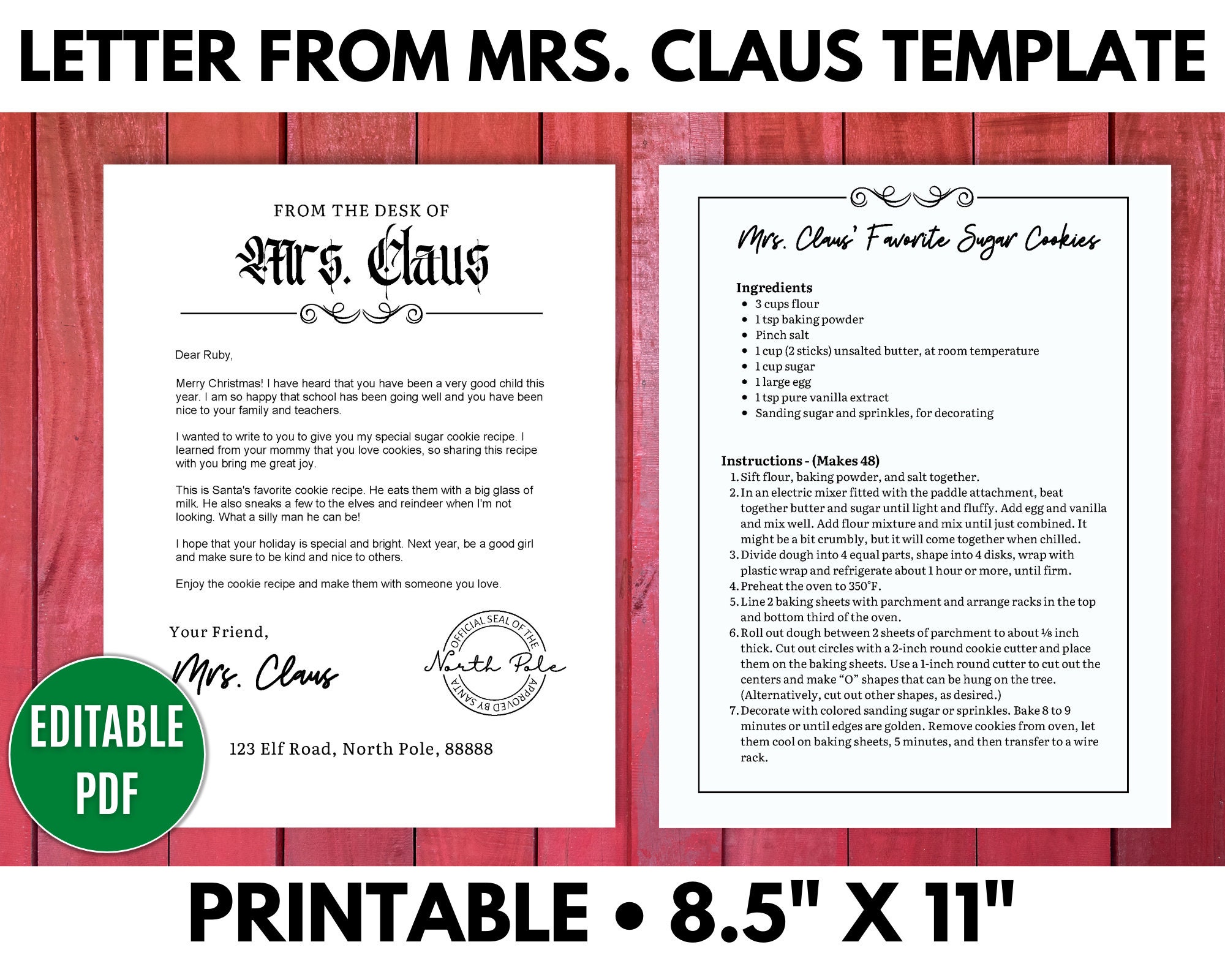 Letter From Mrs. Claus Editable Letter From Mrs Claus Mrs - Etsy Canada