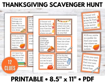 Indoor Thanksgiving Scavenger Hunt, Scavenger Hunt for Kids, Scavenger Hunt Cards, Thanksgiving Games Kids - Printable PDF