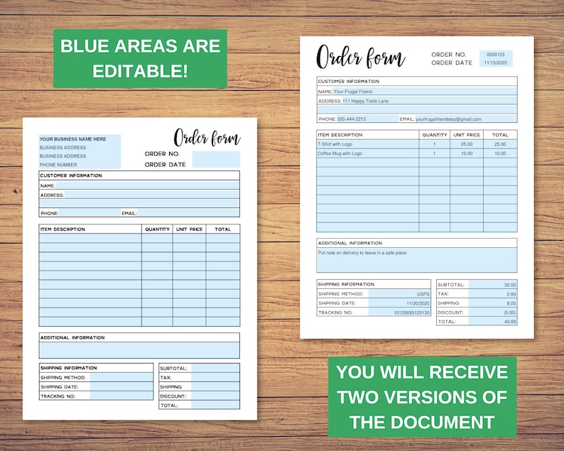 Extra Order Form Order Form Template Editable, Order Form Printable - Editable PDF - Etsy