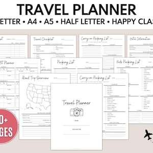 Travel Planner, Vacation Planner, Travel Planner A5, Packing Checklist ...