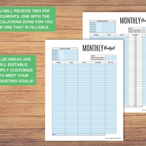Printable Monthly Budget, Budget Template Printable, Zero Dollar Budget, Monthly Budget, Editable PDF Calculations done for you zdjęcie 5