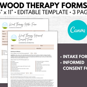 Bearbeitbare Holztherapie-Formulare, Holztherapie-Intake-Formular, Massagetherapie, Einverständniserklärung, Kundenaufnahme-Formular - passen Sie sie in Canva an