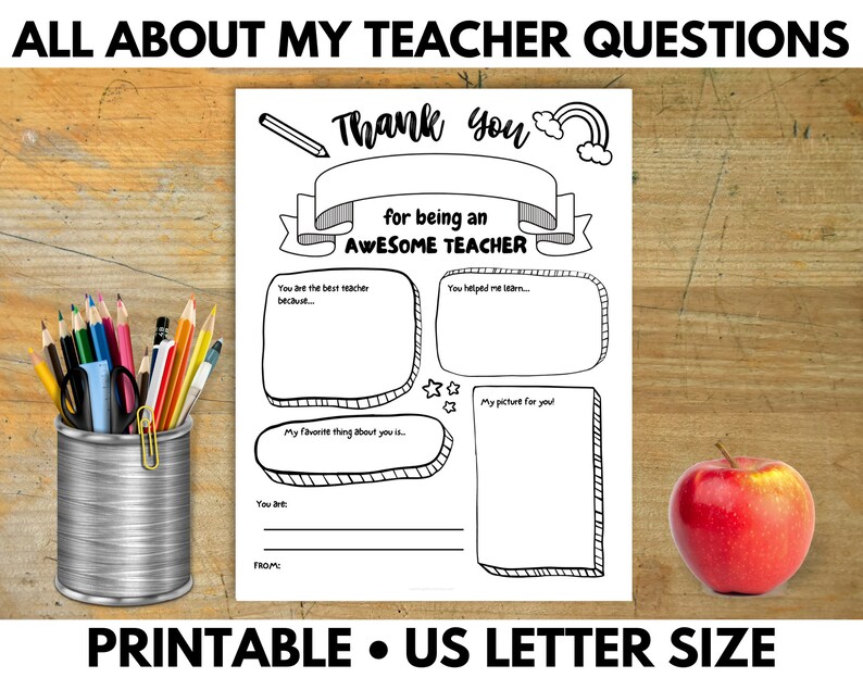 Teacher Appreciation Week Printable Teacher Survey Teacher Etsy