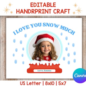 Bearbeitbar 2024 Weihnachten Handabdruck Kunst, Fingerabdruck Kunst Handwerk, Kleinkind Weihnachtsandenken, Baby Handabdruck druckbare Weihnachtskarte + Bonus!