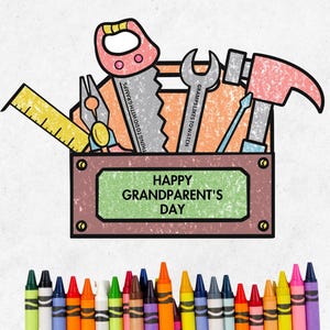 Caja de herramientas para el abuelo, manualidad para el Día del Abuelo, cuestionario "Todo sobre mi abuelo", regalo de un niño, actividad preescolar (PDF imprimible)