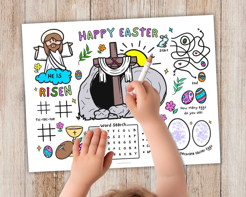 Bible Activity, Easter Coloring Page, He is Risen Coloring Activity ...