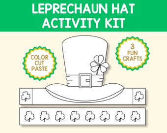 Leprechaun Hat Craft Kit, St. Patrick's Day Coloring, Activity Kit, St. Patrick's Day Craft