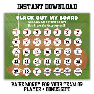 Baseball Pick a Date to Donate, Baseball Fundraiser Sheet, Fundraiser Template - Editable in Canva