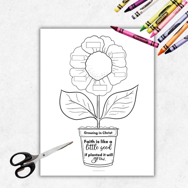 Sunday School Activity, Sunday School Coloring Page, Grow in Christ, Growing in God, Digital Download