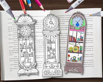 Adult Coloring Bookmarks, Bookshelf Bookmark, Hand Drawn Bookshelf Adult Coloring, Book Club, Bookish, Booktok