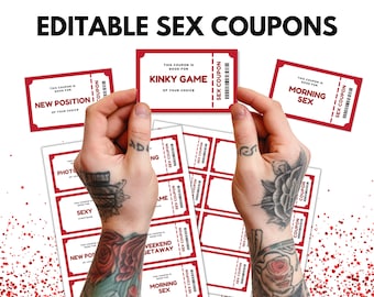 Naughty Sex Coupons, Love Coupons for Him, Love Coupons for Her, Printable Valentine's Love Coupons, X Rated - Editable PDF