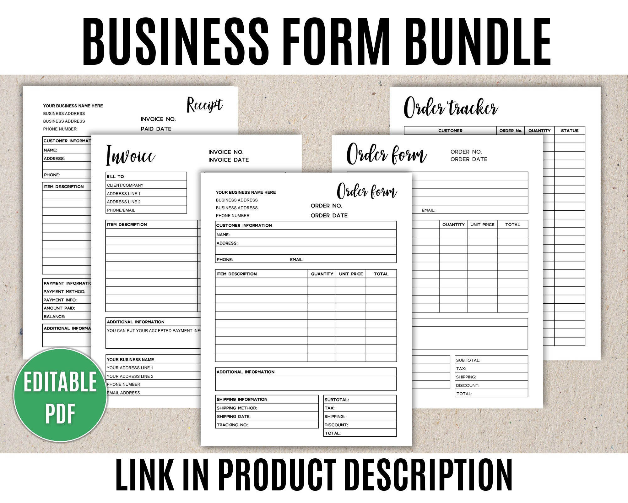 Order Form Template Editable, Order Form Printable - Editable PDF - Etsy