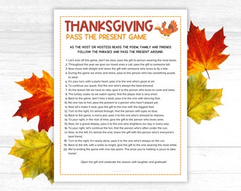 Thanksgiving Pass the Present Game, Pass the Gift Game, Icebreaker Game, Family Reunion Game, Instant Download
