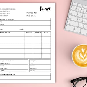 Receipt Template Editable Printable, Order Receipt - Editable PDF - Etsy