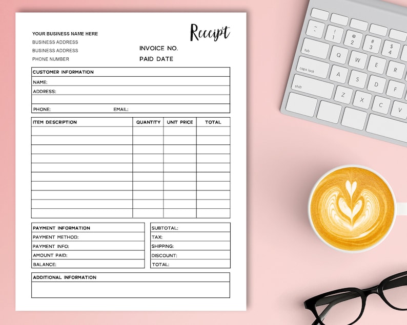 Receipt Template Editable Printable Order Receipt Editable - Etsy