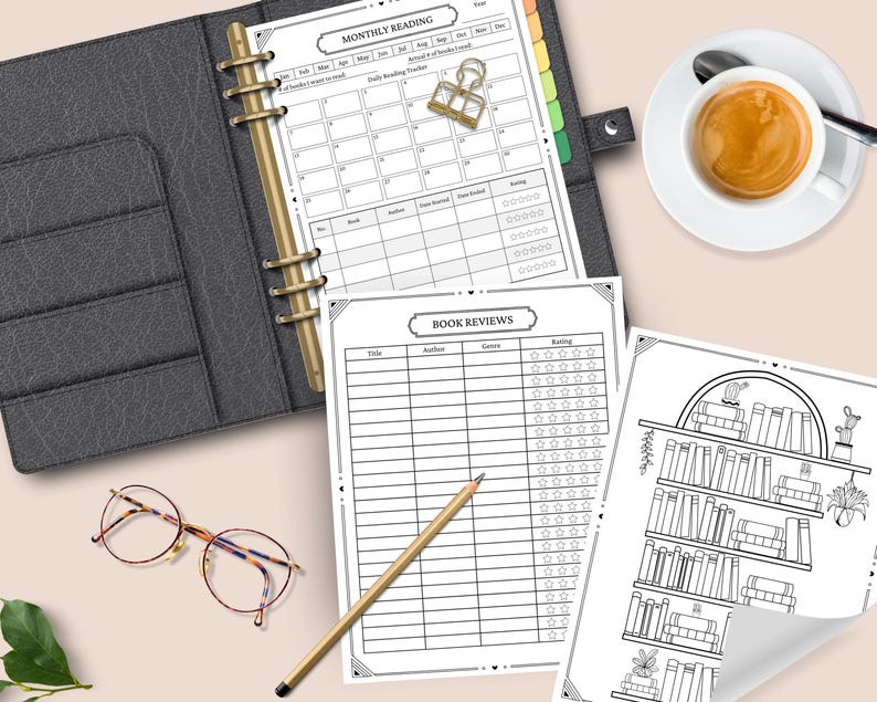 Book Reading Journal, Reading Planner Bundle, Book Tracker, Reading Challenge, Book Reading Log, Book Review, Book Club Kit image 5