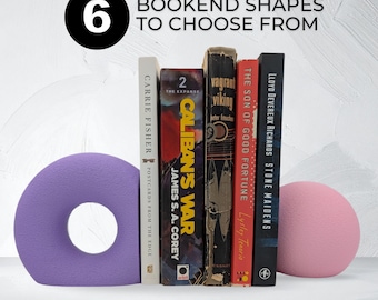 パーソナライズされたモダンアートブックエンド、本棚の装飾、デスクの装飾、6 種類のブックエンドの選択肢 - 30 色の選択肢!