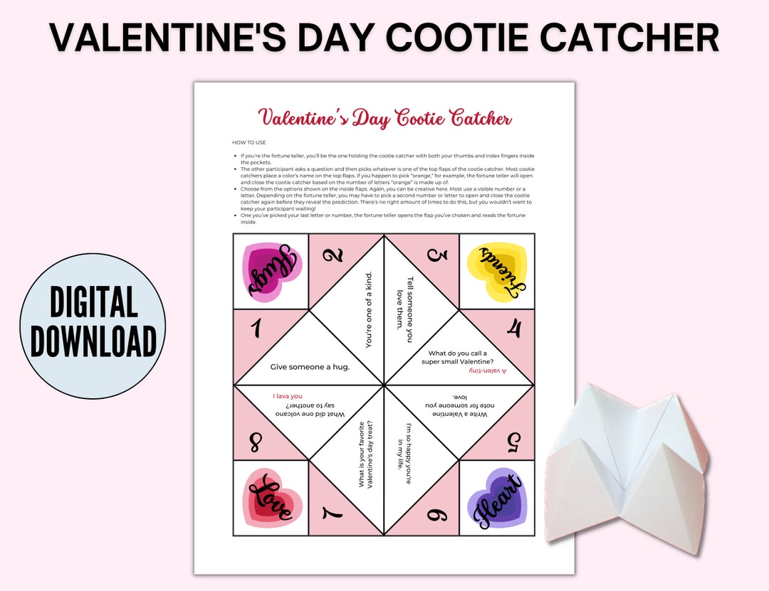 Valentine's Day Cootie Catcher, Valentine's Day Fortune Teller ...