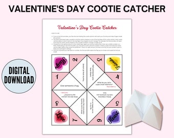 Valentine's Day Cootie Catcher, Valentine's Day Fortune Teller, Valentine's Day Party Game, Valentine's Day Game for Kids - Printable PDF