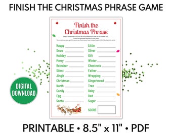 Maak mijn zin-kerstspel af - afdrukbare pdf
