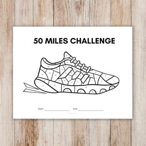50 Miles Walking/Running Challenge Tracker, Printable, Workout Tracker, Walking Log, Running Log